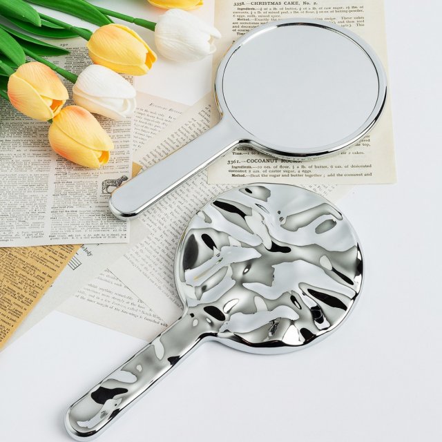 [胜雅] ins风水波纹便携式化妆镜上班族学生通用居家手持高清镜面