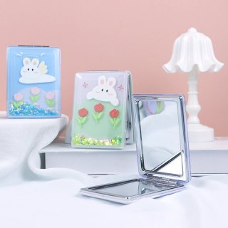 惬意小兔 水晶浮雕流沙时尚镜