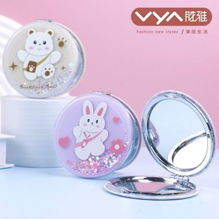 背包萌游客 水晶浮雕流沙时尚镜