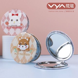 动物萌大头 圆形贴硅胶饰件时尚镜