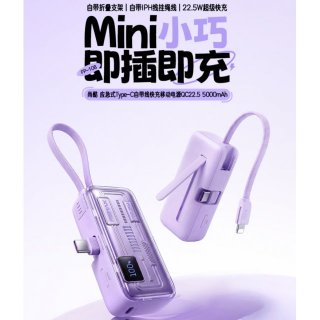 REMAX睿量 尚酷 应急式Type-C自带线快充移动电源 QC22.5 5000mAh FP-10