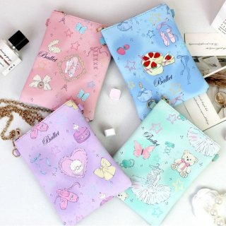 可爱风卡通小熊蝴蝶结印花铅笔袋斜挎包链条包化妆包手提包洗漱包