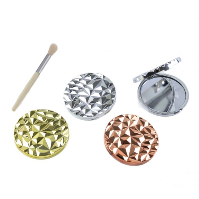 [胜雅] 圆形电镀金属色圆形双面折叠便携高清化妆镜批发小镜子