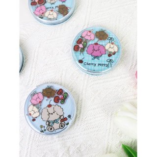 樱桃小狗可爱圆形化妆镜便携随身镜女生学生礼品折叠美妆镜小镜子