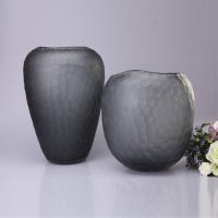 新古典风梦幻立方花瓶高雅人工吹制银灰色家居时尚玻璃花瓶CF021、CF022