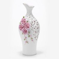陶瓷创意花朵拼接镂空花瓶 现代风格家居高档摆件客厅摆件v417-2p