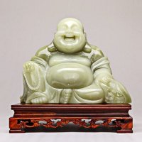 天然红花青玉笑佛玉器摆件玉器弥勒佛笑佛摆件B-3