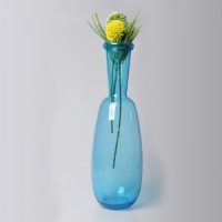 简欧现代透明创意玻璃花瓶时尚花瓶摆件饰品 结婚礼物蓝色细口花瓶23F68-53、23F68-45