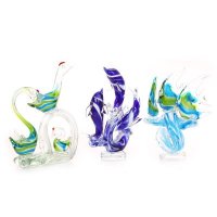 F三豚、三鹅、三鱼水晶玻璃摆件现代艺术家居琉璃桌面摆设工艺品(款色随机)XSJ-56