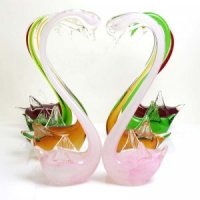 琉璃双弯翅鹅摆件 客厅装饰情侣摆设结婚礼物XSJ-06