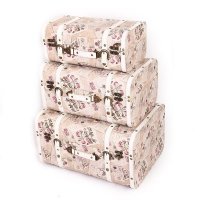 碎花纹手提箱收纳箱木制品	三件套72469-1