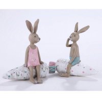 欧式创意家居树脂工艺摆饰两件套男\女兔子坐胡萝卜家居摆设新房装饰品2012509