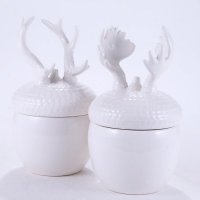 创意陶瓷罐动物立体创意卡通可爱罐两件套小王子鹿角坚果罐4013701