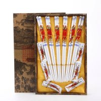 古典陶瓷手绘筷子6对套装 昭君落雁图案 天然健康 高档礼品T6-004