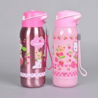 380ml新概念双盖壶 凯蒂猫不锈钢保温壶 带提绳吸管保温杯防漏便携保温水壶KT-3612