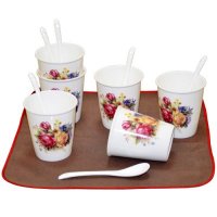 玛飞尔水具套装六水杯六勺子杯子陶瓷水杯套装乔迁商务礼品