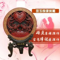 家居净化空气活性炭雕金玉良缘摆件闺蜜朋友结婚送礼礼品