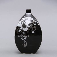 中式花瓶摆件 现代陶瓷花瓶 客厅装饰品摆设 黑色金花纸花瓶CP-E023