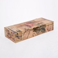 欧式美式乡村法式田园复古彩绘木质办公桌铅笔文具收纳盒21-132S