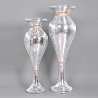 简约时尚现代银色钢玻璃观音瓶花瓶摆设装饰摆件家居摆设JKS11