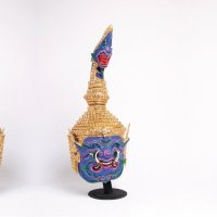 彩绘神仆头象挂件 东南亚风格泰国摆件风水摆件F8-0032