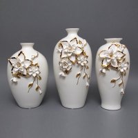 白色捏花工艺简约田园风格陶瓷家居摆件花瓶摆设MJH2502、MJH2501、MJH12803