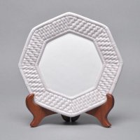 白色复古典编织八角陶瓷餐盘子 创意家居装饰欧式现代西餐餐具（不含架）TC-11-BZ-019-B