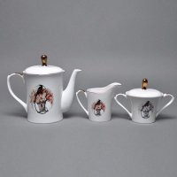 新骨瓷田园花草茶具整套 欧式陶瓷浮雕咖啡杯 奶盅糖盅下午泡茶壶TC-11-YJ-001