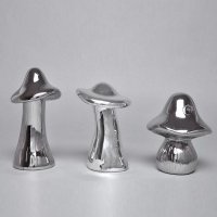 陶瓷电镀银色花样蘑菇摆件 样板房客厅会所装饰品工艺品摆设A5908807-Y