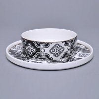欧式厨房骨瓷餐具套装时尚烤花格纹陶瓷碗盘碟子套装（不含木架)DFYW05-H