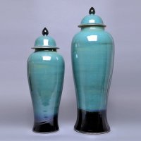 简约现代家居摆设翡翠绿-乌金陶瓷储物罐工艺品摆件FCL-WJ06/FCL-WJ07