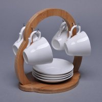 欧式陶瓷咖啡杯套装高档荷口杯创意4件套骨瓷咖啡杯碟RP-BDT0024
