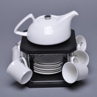 简约现代白色1套7件陶瓷 咖啡具RP-YTC005