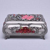 古锡紫荆花首饰盒 金属高档珍宝盒YZ--241