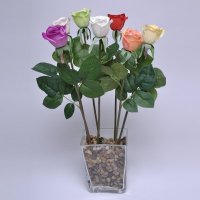 仿真玫瑰花 绢花 假花 苞心玫瑰 田园玫瑰花 装饰花 拍照道具高43cm 813064-RT