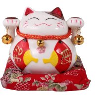 白色小小号招财招财猫 办公室店铺开业福气创意礼品摆件 ZCM005